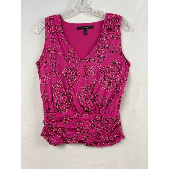White House Black Market Tops - White House Black Market Top Women XXS Pink Excellent Silk Blend Floral Burnout
